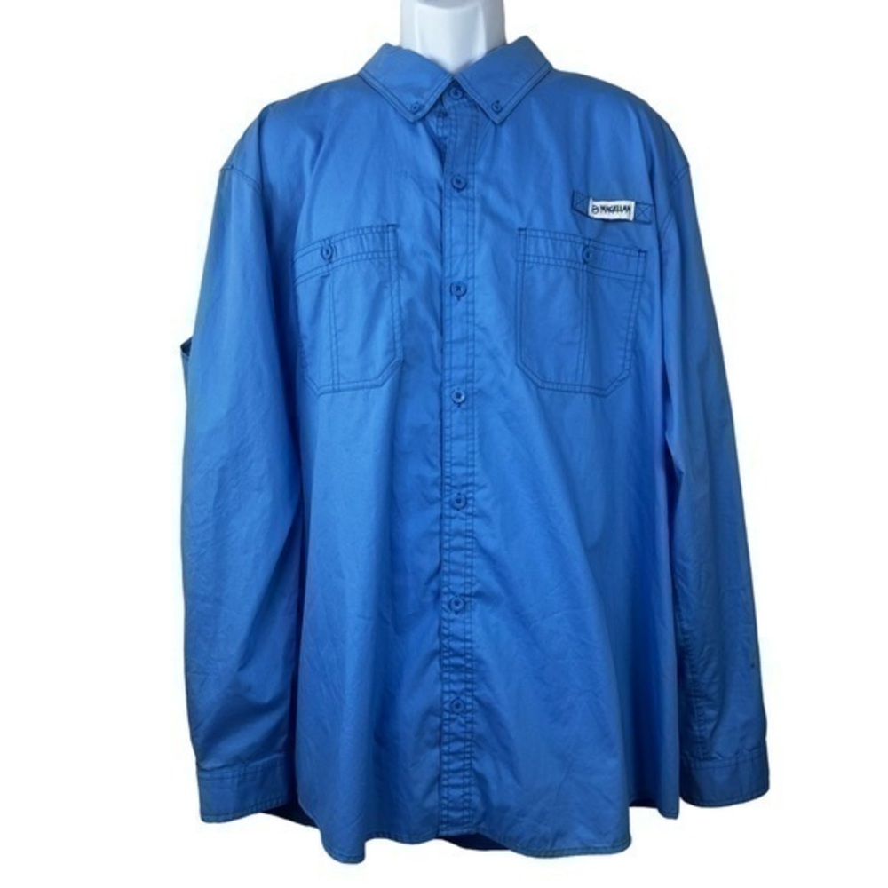 Maggelan Outdoor Men's Fishing Shirt Button Down Blue Size 2XL